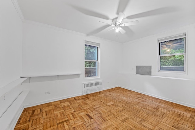 5425 Valles Ave Unit 1L, Bronx, NY 10471 - spare room with radiator heating unit, crown molding, and ceiling fan