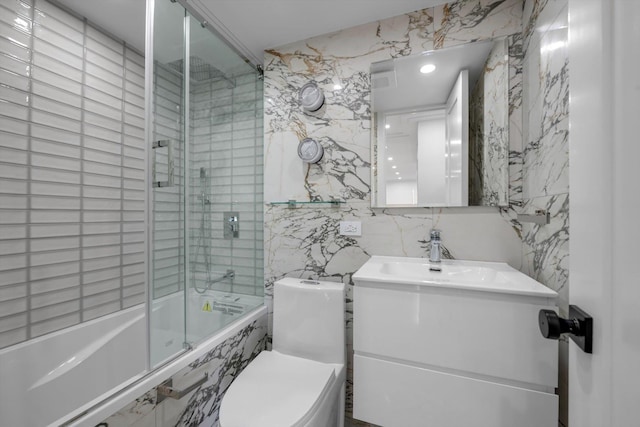 4705 Henry Hudson Pkwy W Unit 6J, Bronx, NY 10471 - full bathroom with tile walls, tiled shower / bath combo, vanity, and recessed lighting