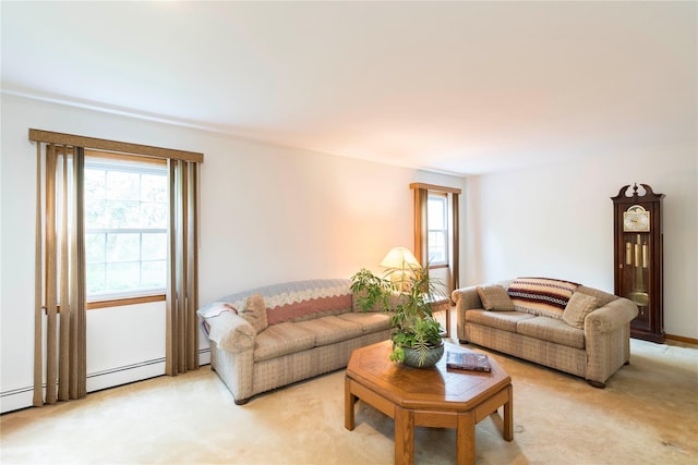 4 Pasture Ln, Poughkeepsie, NY 12603 - living room featuring healthy amount of natural light, light carpet, and baseboard heating
