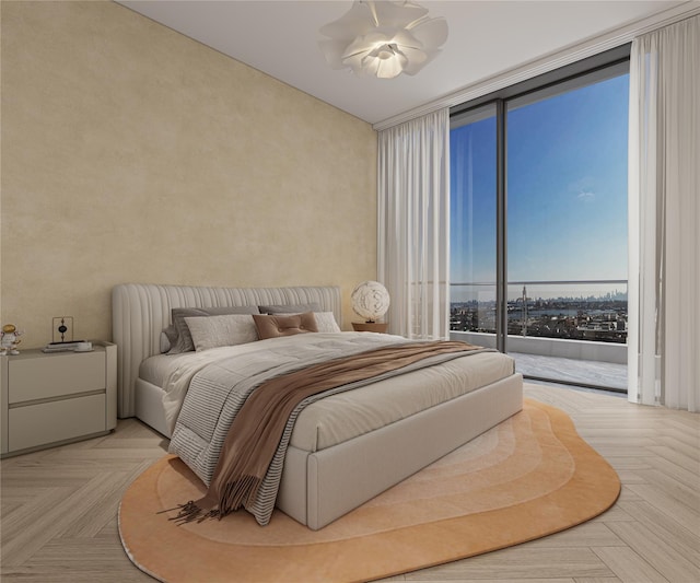 133-25 37th Ave Unit 5F, Flushing, NY 11354 - bedroom featuring a wall of windows and access to outside