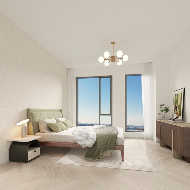 133-25 37th Ave Unit 3C, Flushing, NY 11354 - bedroom featuring a chandelier