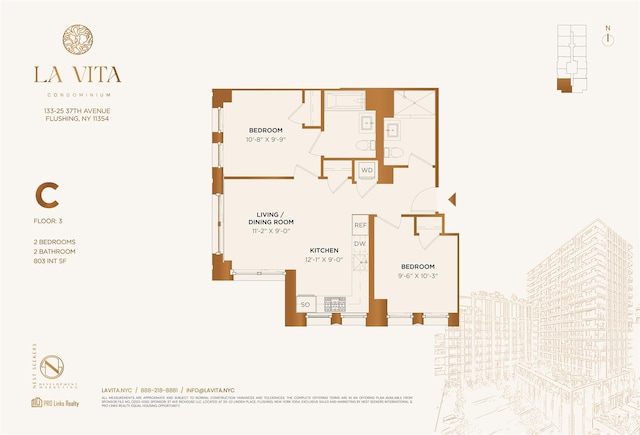 133-25 37th Ave Unit 3C, Flushing, NY 11354 - view of floor plan / room layout
