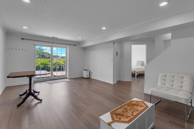 18 Tall Tree Cir, Jamesport, NY 11901 - workout area with wood finished floors, recessed lighting, and wooden ceiling