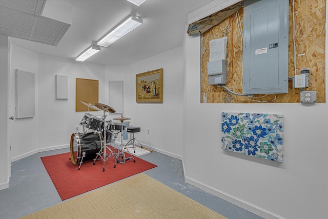18 Tall Tree Cir, Jamesport, NY 11901 - rec room with electric panel and concrete flooring