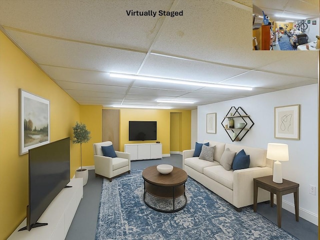 18 Larch Ct, Fishkill, NY 12524 - living room featuring a drop ceiling and baseboards