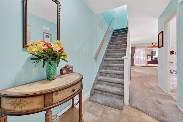 114 Halgren Cres, Haverstraw, NY 10927 - staircase with baseboards and vaulted ceiling