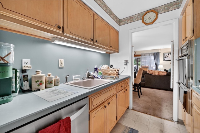 114 Halgren Cres, Haverstraw, NY 10927 - kitchen with appliances with stainless steel finishes, light floors, and light carpet