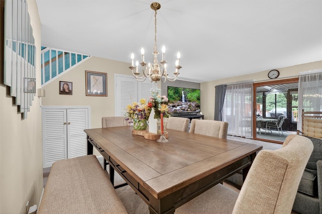 114 Halgren Cres, Haverstraw, NY 10927 - dining space with a chandelier and stairs