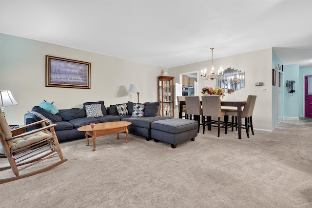 114 Halgren Cres, Haverstraw, NY 10927 - living area featuring a chandelier and light carpet