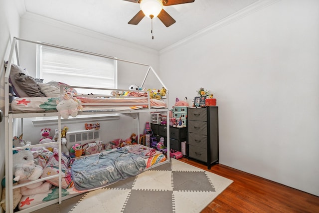 520 Tuckahoe Rd Unit 3B, Yonkers, NY 10710 - bedroom with crown molding, wood finished floors, and a ceiling fan