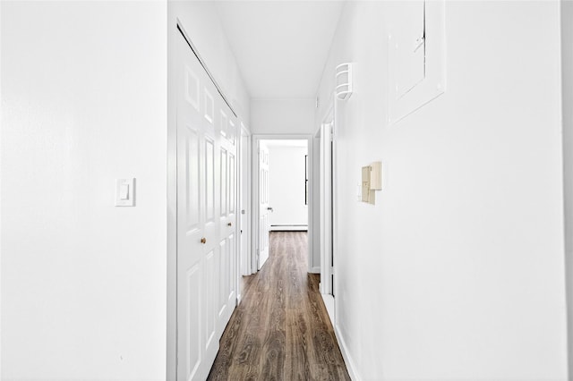 800 Brook Ave Unit 13B, Bronx, NY 10451 - hallway featuring dark wood-style floors and baseboard heating