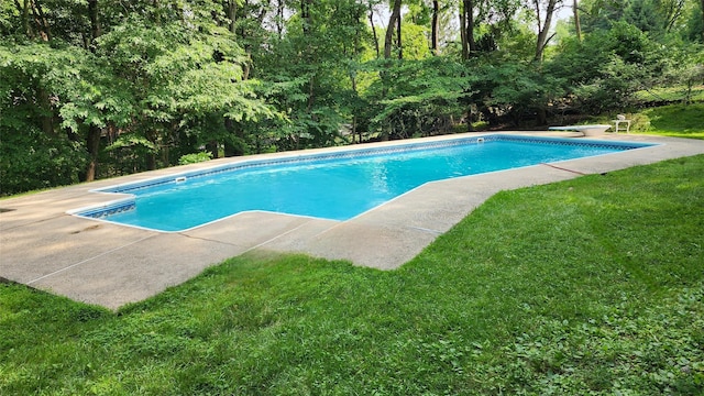 27 Maiden Ln, New City, NY 10956 - swimming pool with a yard, a diving board, and a patio area