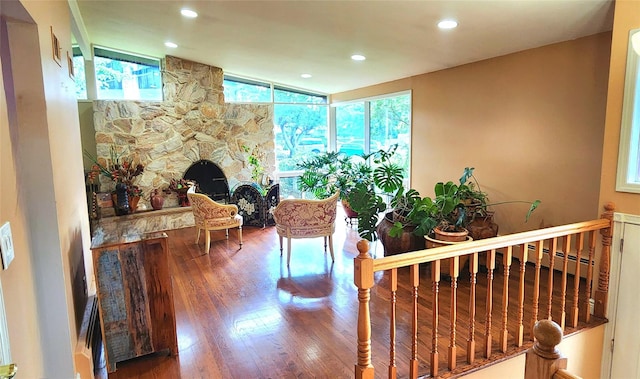 27 Maiden Ln, New City, NY 10956 - living room featuring wood finished floors, a fireplace, and recessed lighting