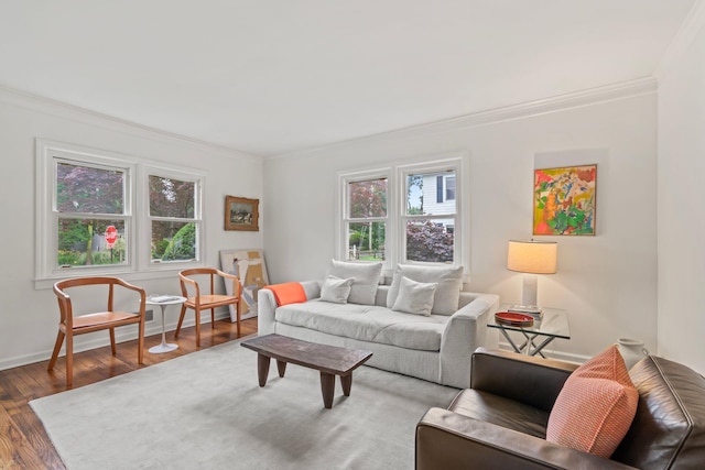 42 Valley Ave, Locust Valley, NY 11560 - living area featuring ornamental molding and wood finished floors