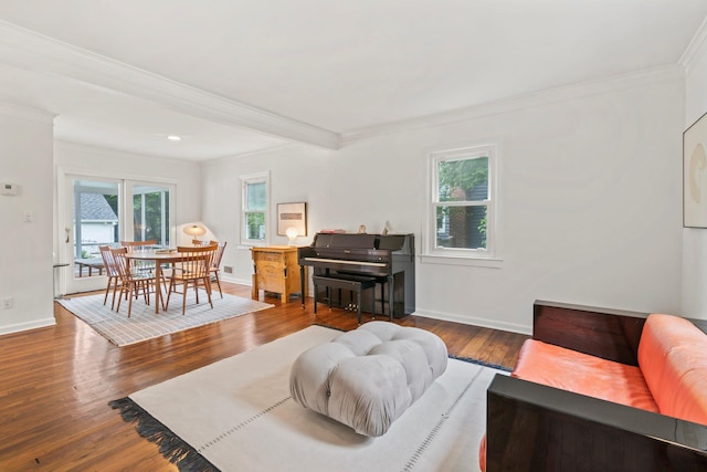 42 Valley Ave, Locust Valley, NY 11560 - living room featuring crown molding and wood finished floors