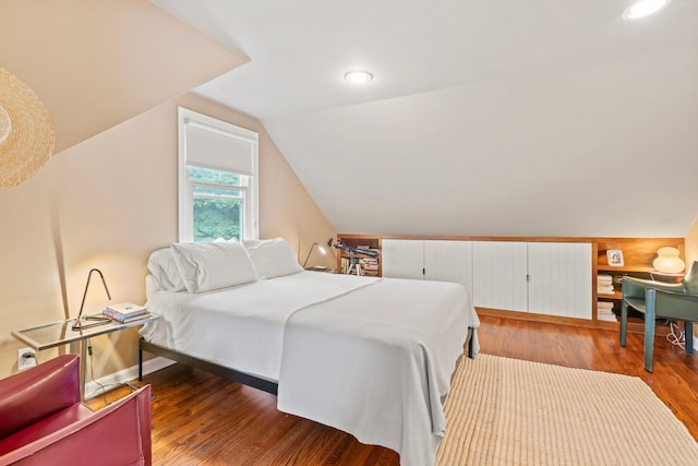 42 Valley Ave, Locust Valley, NY 11560 - bedroom featuring vaulted ceiling and wood finished floors