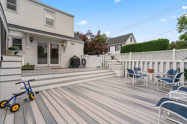 42 Valley Ave, Locust Valley, NY 11560 - wooden deck featuring outdoor dining area