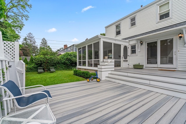 42 Valley Ave, Locust Valley, NY 11560 - deck with a sunroom and a yard