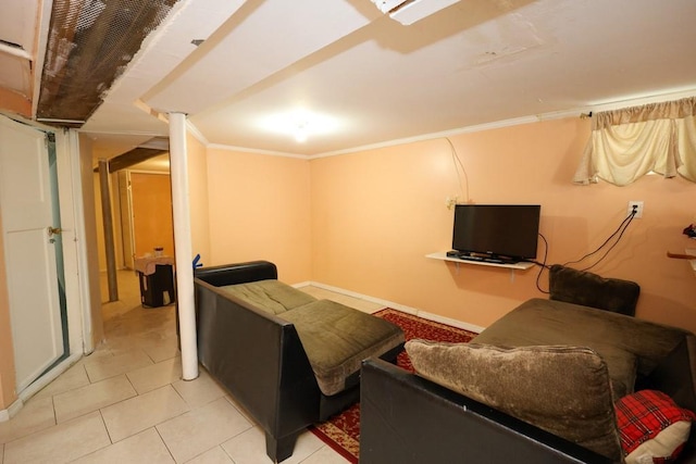 10416 Rosita Rd, Ozone Park, NY 11417 - living area with ornamental molding and tile patterned flooring