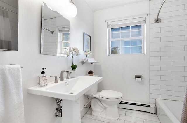 1840 Crompond Rd Unit 7D8, Peekskill, NY 10566 - full bath with a baseboard radiator, tub / shower combination, and tile patterned floors