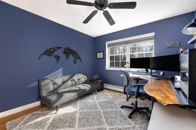 1840 Crompond Rd Unit 7D8, Peekskill, NY 10566 - home office featuring wood finished floors, baseboard heating, and ceiling fan