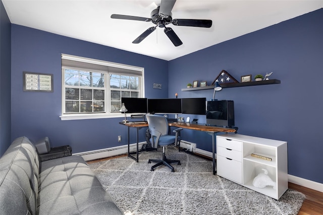 1840 Crompond Rd Unit 7D8, Peekskill, NY 10566 - office space with a baseboard heating unit, wood finished floors, and a ceiling fan
