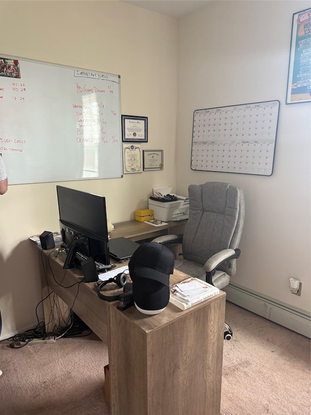 41 Chestnut St, Tuckahoe, NY 10707 - carpeted home office featuring a baseboard heating unit