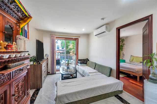 7425 43rd Ave Unit 2A, Elmhurst, NY 11373 - bedroom featuring a wall unit AC and recessed lighting
