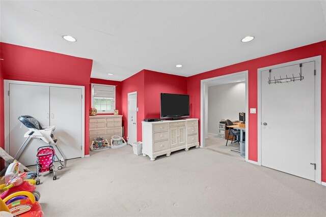 156 Lefferts Rd, Woodmere, NY 11598 - rec room with carpet floors, an office area, and recessed lighting