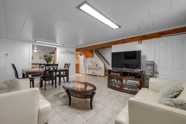 6303 74th St, Middle Village, NY 11379 - living area with light tile patterned floors