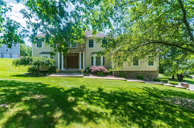 10 Von Trapp Ct, Washingtonville, NY 10992 - view of front of house featuring a front yard and stone siding