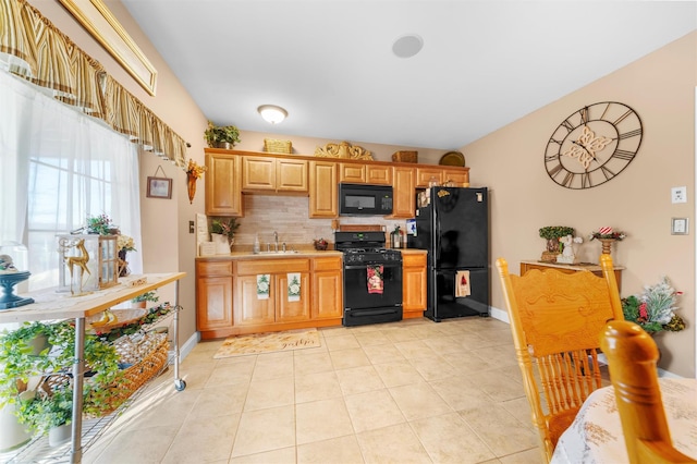 10 Von Trapp Ct, Washingtonville, NY 10992 - kitchen featuring black appliances, backsplash, light countertops, and light tile patterned floors