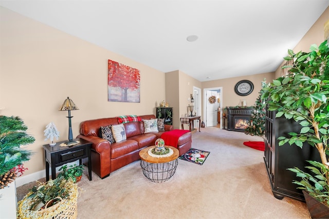 10 Von Trapp Ct, Washingtonville, NY 10992 - carpeted living area featuring a glass covered fireplace and baseboards