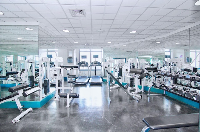 112-01 Queens Blvd Unit 20-E, Forest Hills, NY 11375 - workout area with a paneled ceiling