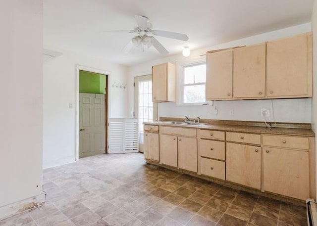 8 Gary Dr, Hyde Park, NY 12538 - kitchen with light brown cabinetry and a ceiling fan