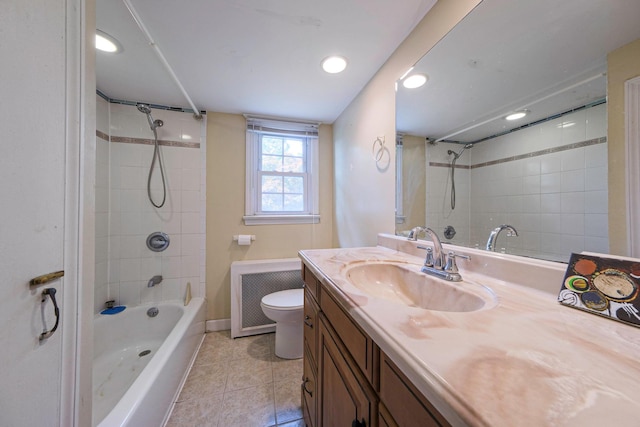 126 Carman St, Patchogue, NY 11772 - bathroom featuring tile patterned floors, vanity, shower / tub combination, and recessed lighting