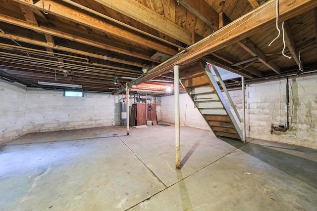 126 Carman St, Patchogue, NY 11772 - basement with gas water heater and stairs