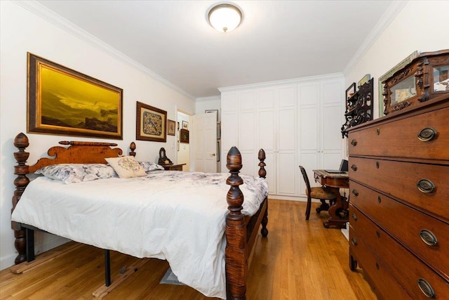 1528 Rhinelander Ave, Bronx, NY 10461 - bedroom with light wood-style flooring, ornamental molding, and a closet