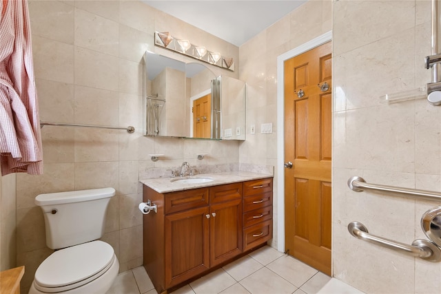 50-55 Cloverdale Blvd, Bayside, NY 11364 - full bath with tile walls, vanity, and tile patterned flooring