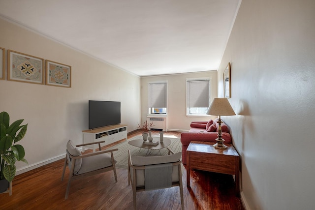 251 Seaman Ave Unit 6A, New York Manhattan, NY 10034 - living area featuring radiator and wood finished floors