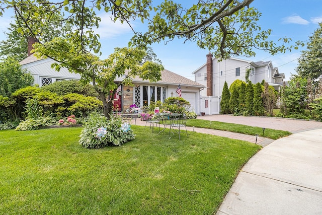883 Saint James Pl, Franklin Square, NY 11010 - view of front of property featuring concrete driveway, a garage, and a front yard