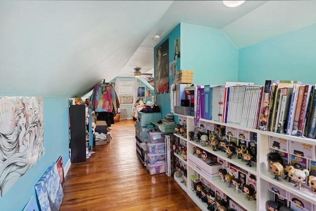 5 Charles St, Valley Stream, NY 11580 - spacious closet featuring vaulted ceiling, wood finished floors, and ceiling fan