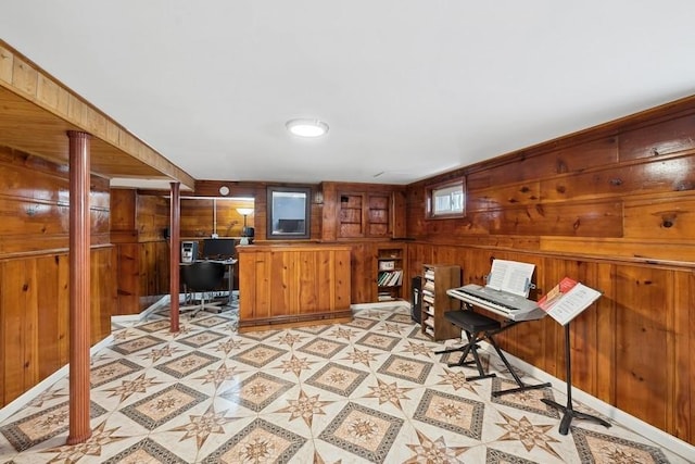 5 Charles St, Valley Stream, NY 11580 - office area featuring wooden walls