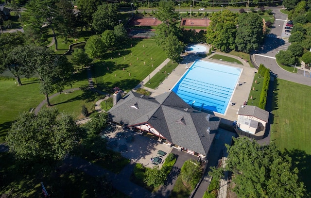 221 Schrade Unit 2G, Briarcliff Manor, NY 10510 - aerial view of property and surrounding area featuring a pool