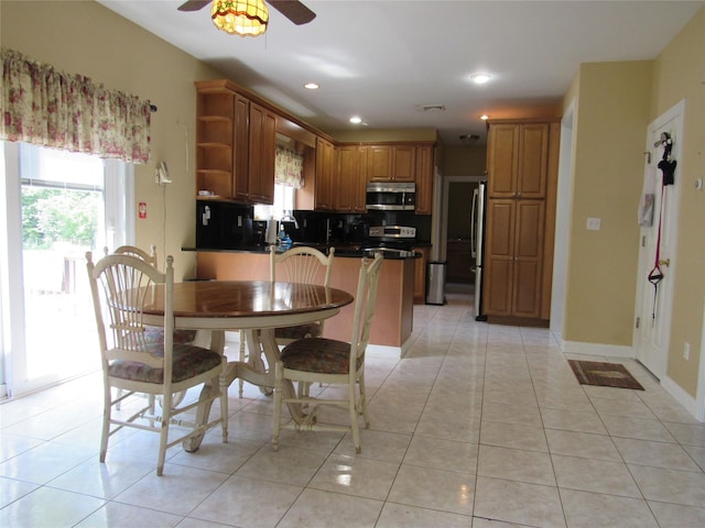 48 Brennan Ct, Chester, NY 10918 - dining room featuring a ceiling fan, light tile patterned floors, and recessed lighting
