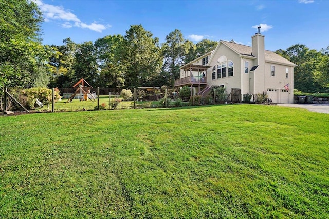 48 Brennan Ct, Chester, NY 10918 - view of yard featuring a garage, driveway, a playground, and stairs