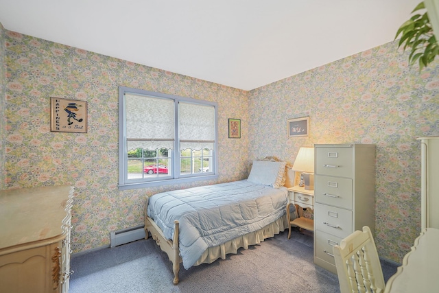 30 Twixt Hills Rd, Saint James, NY 11780 - carpeted bedroom with a baseboard radiator and wallpapered walls