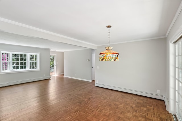 6 Cold Spring Ln, Huntington, NY 11743 - empty room with baseboard heating and crown molding