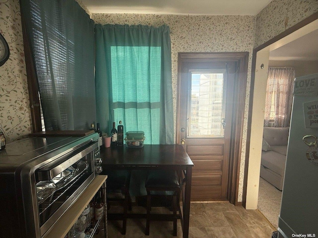 43-67 149th St, Flushing, NY 11355 - office area with wallpapered walls and stone finish floors