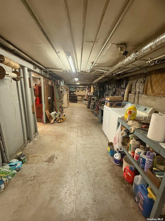 43-67 149th St, Flushing, NY 11355 - unfinished basement featuring washing machine and dryer